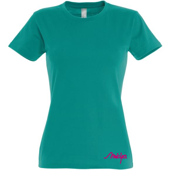 T-Shirt Femme – Vert logo Rose Fonçé - vue face