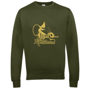 Sweat Shirt serie Rootscream vert olive logo or