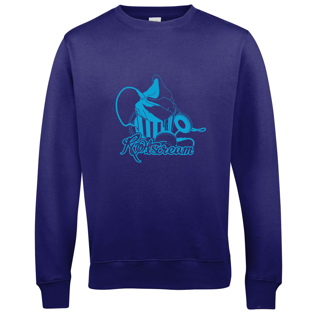 Sweat Shirt serie Rootscream violet logo turquoise